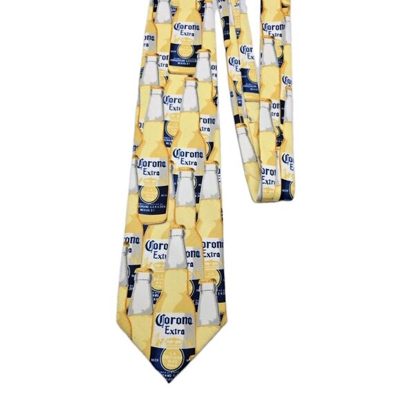 Corona Extra Beer Bottle All Over Print Men's Novelty Necktie Tie Cinco de Mayo - Picture 1 of 6